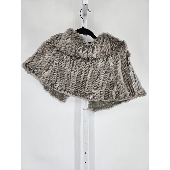 Vintage Y2K BEBE 100% Rabbit Fur Crop Wrap Shawl Sweater Gray - Picture 5 of 5